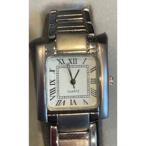 SKC Quartz Stainless Steel Rectangle Roman Numeral Women's Dress Watch